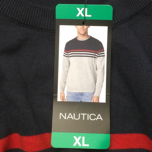 Men’s Nautica Striped Grey & Blue Sweater XL NWT - Picture 4 of 5